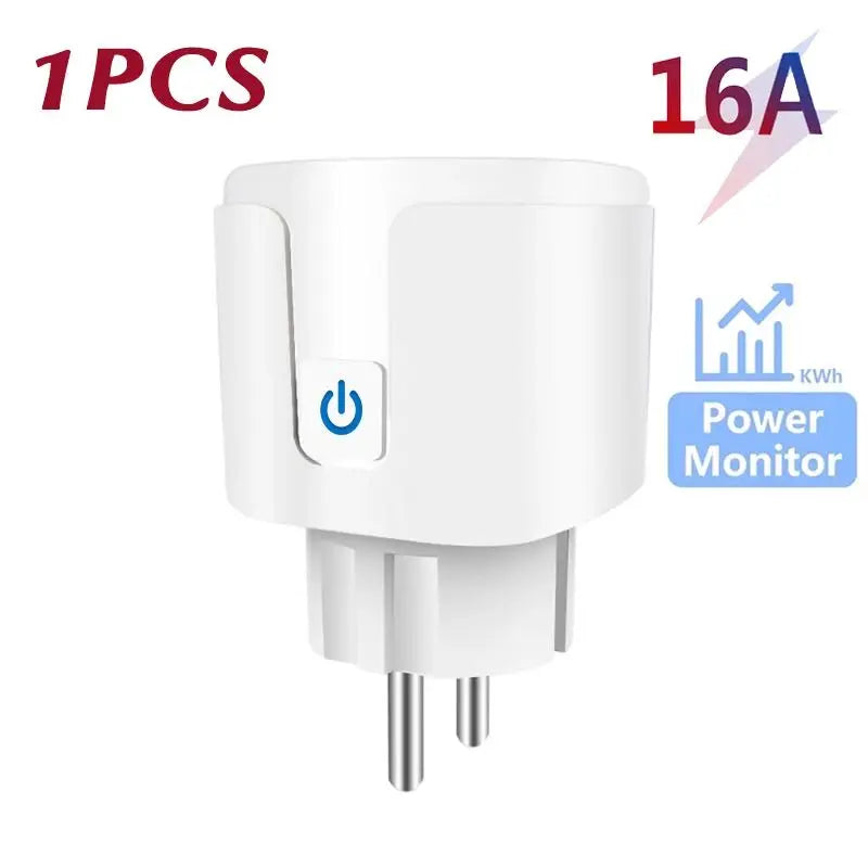 Tuya Smart Socket EU16A/20A Wifi Smart Plug With Power Monitoring Smart Life APP Remote Control Support Google Assistant Alexa